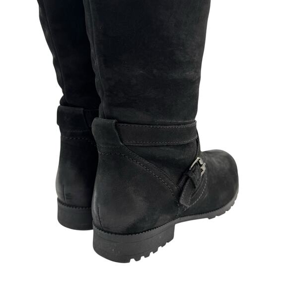 Hotter Comfort Concept Belle Black Nubuck Leather Knee High Moto Riding Boots - Picture 10 of 15